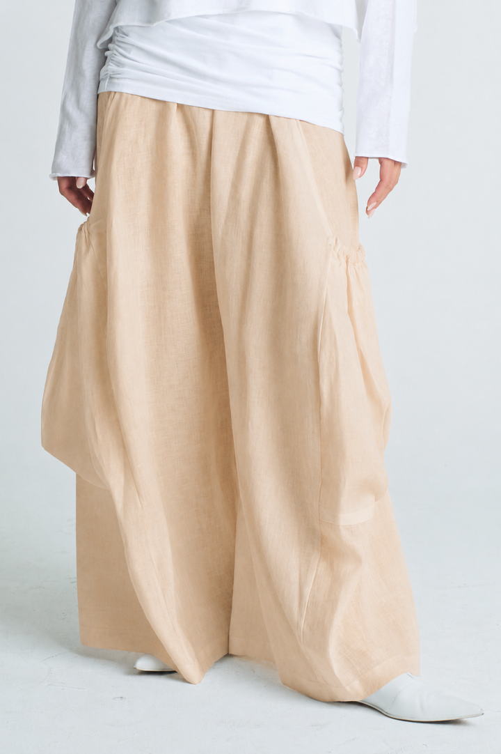 Linen Big Pocket Pants - Petal
