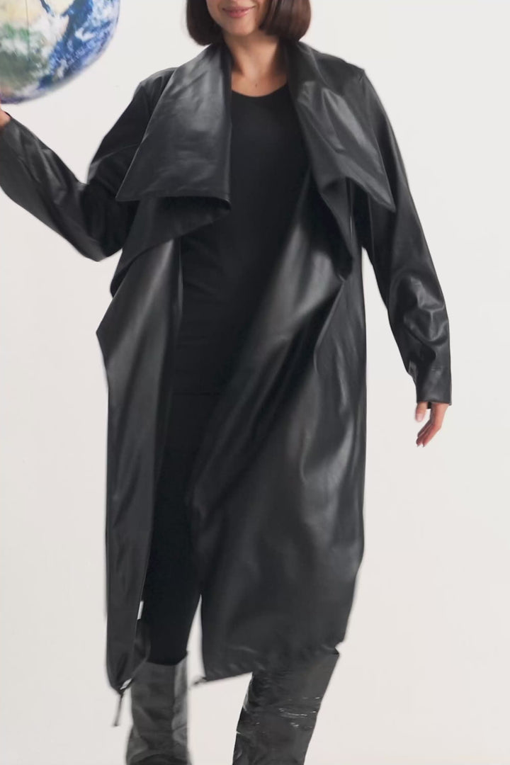 Vegan Leather Cascade Coat