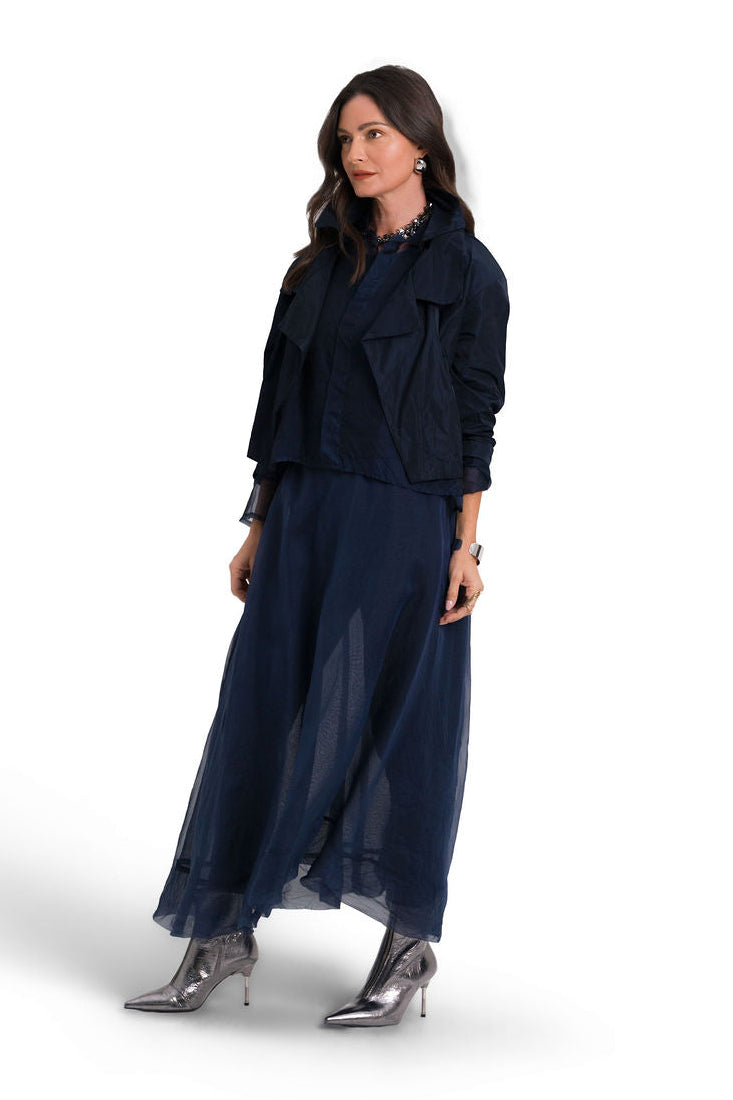 Nylon Triple Collar Jacket - Midnight