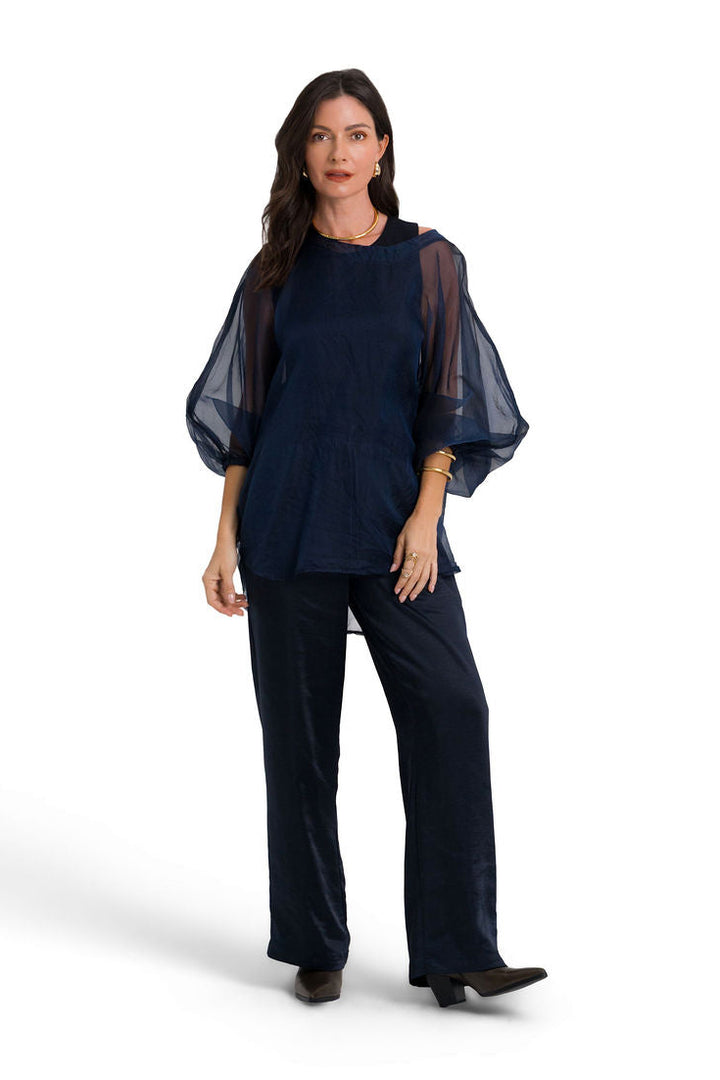 Organza Bell Sleeve Top - Midnight