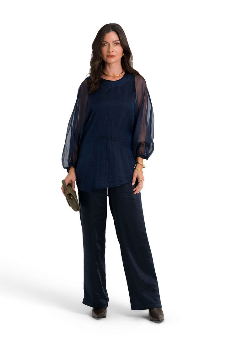 Organza Bell Sleeve Top - Midnight