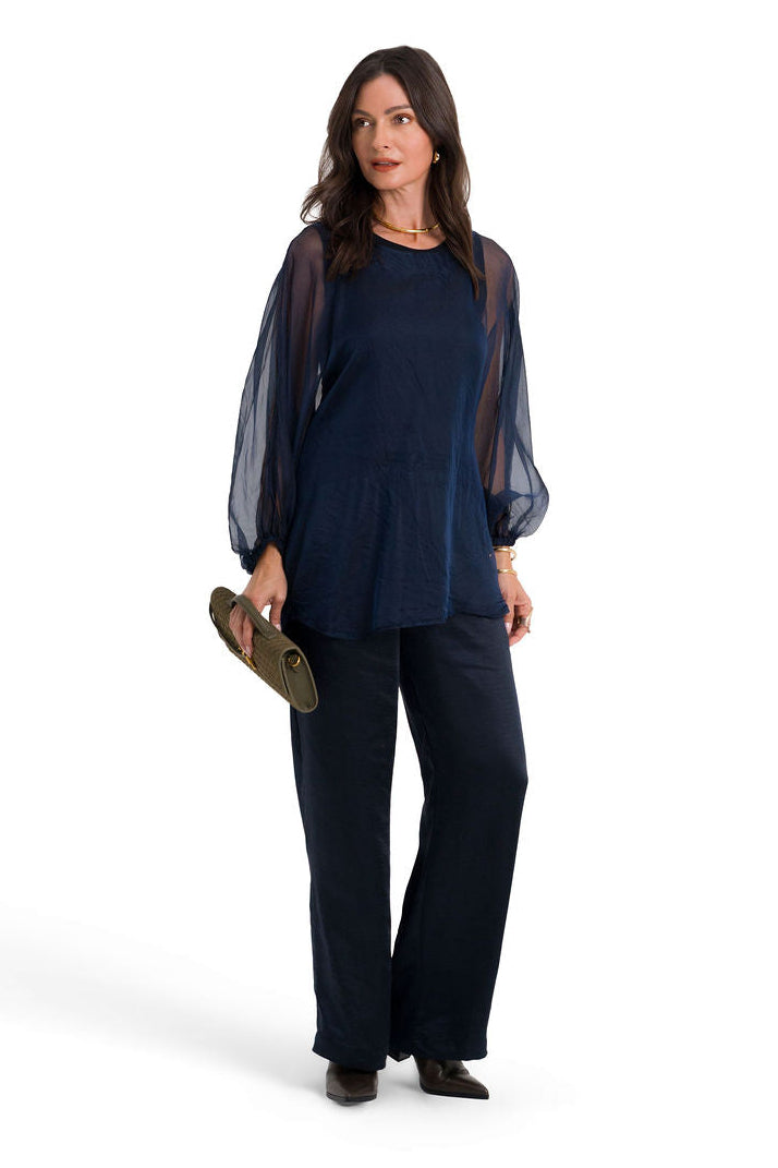 Organza Bell Sleeve Top - Midnight