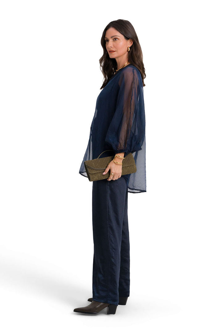 Organza Bell Sleeve Top - Midnight