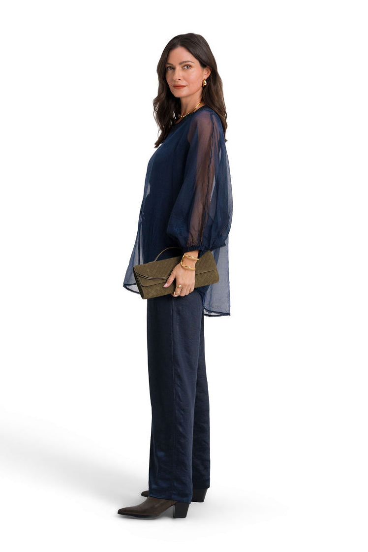 Organza Bell Sleeve Top - Midnight
