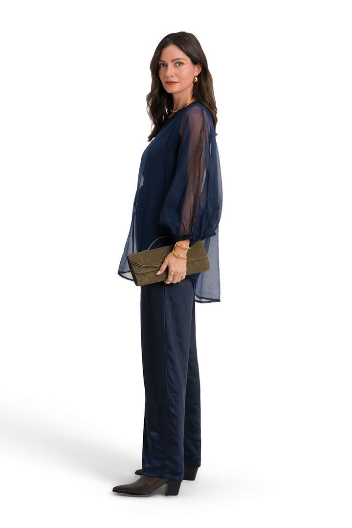 Organza Bell Sleeve Top - Midnight