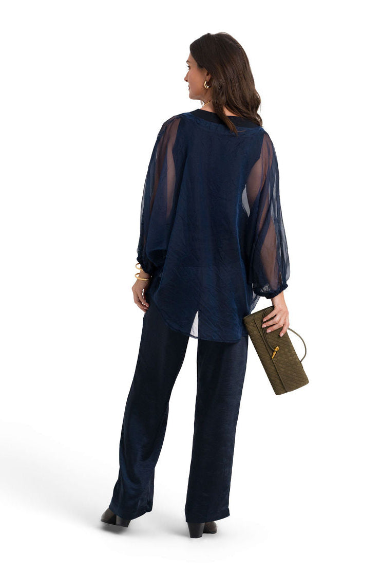 Organza Bell Sleeve Top - Midnight
