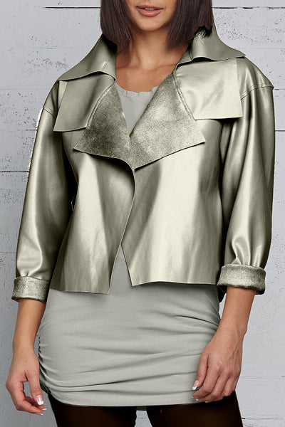 Vegan Leather Triple Collar Jacket
