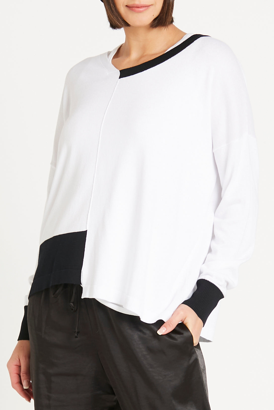 Pima Cotton Half Way V Neck Sweater