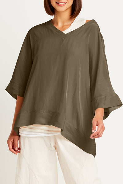 Washable Silk V Neck Fab Top