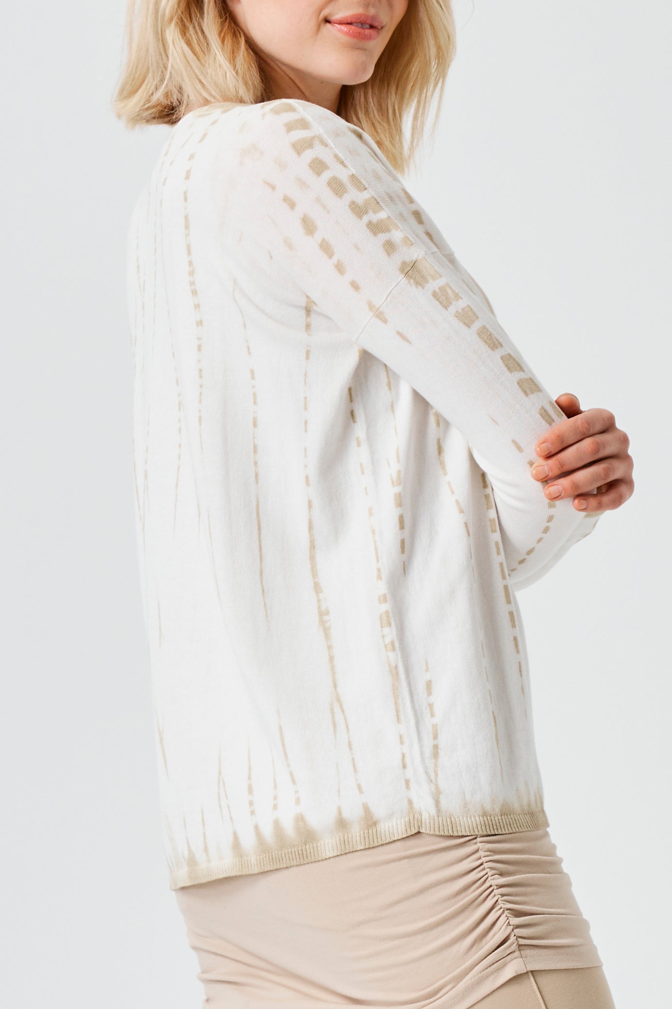 Pima Cotton Long Tie Dye Boatneck Sweater