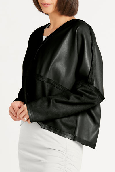 Vegan Leather V Neck Top