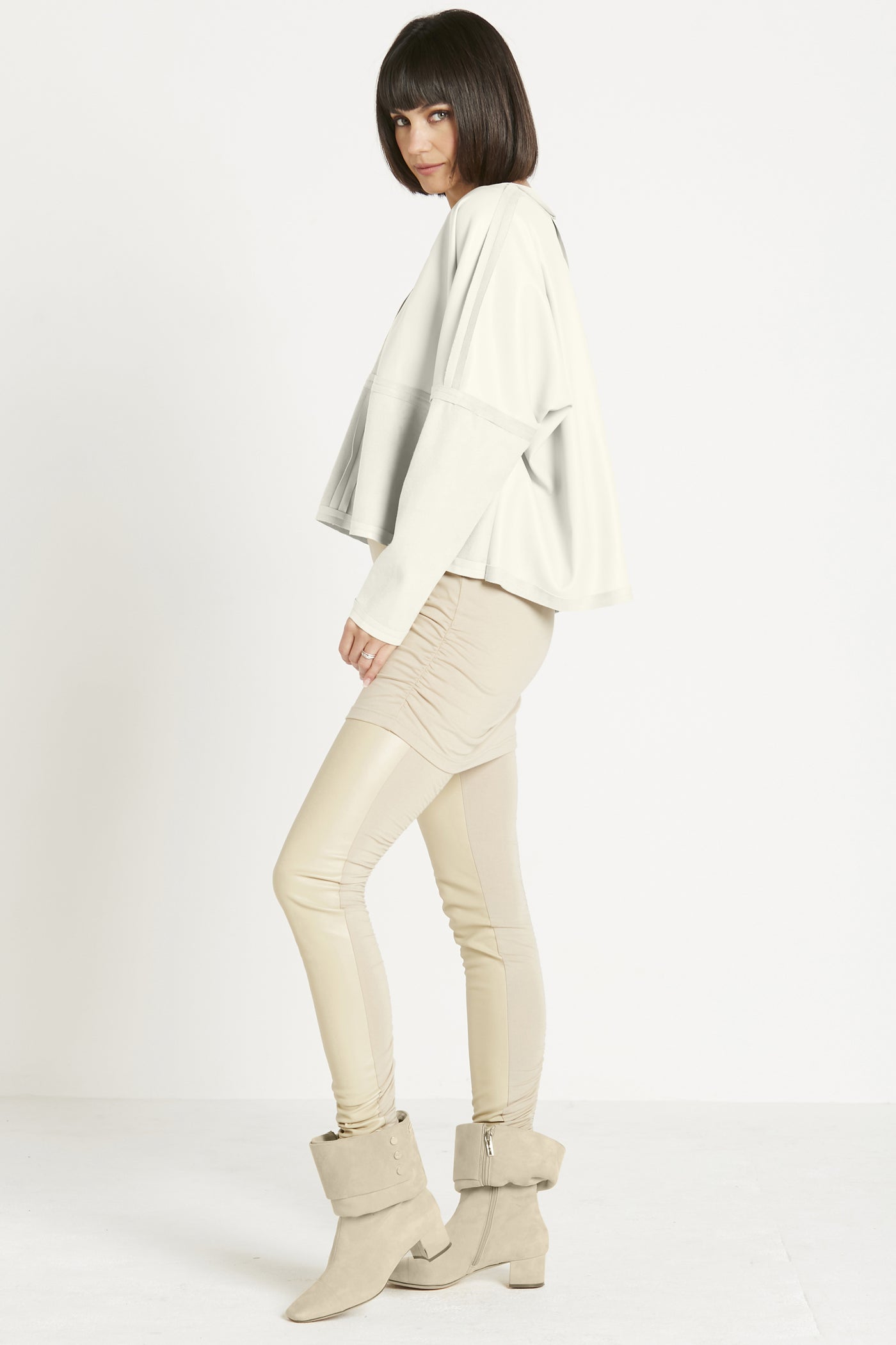 Vegan Leather V Neck Top