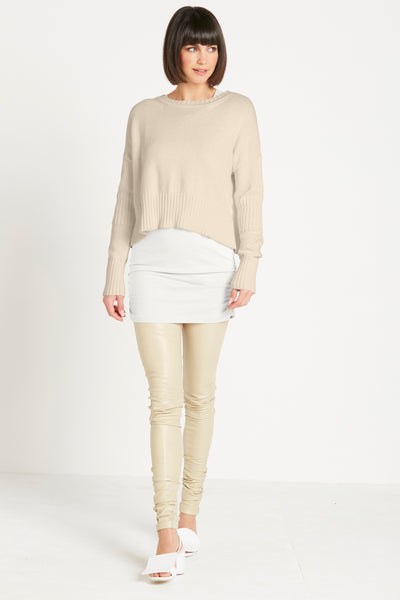 Pima Cotton Slash Back Crewneck Sweater