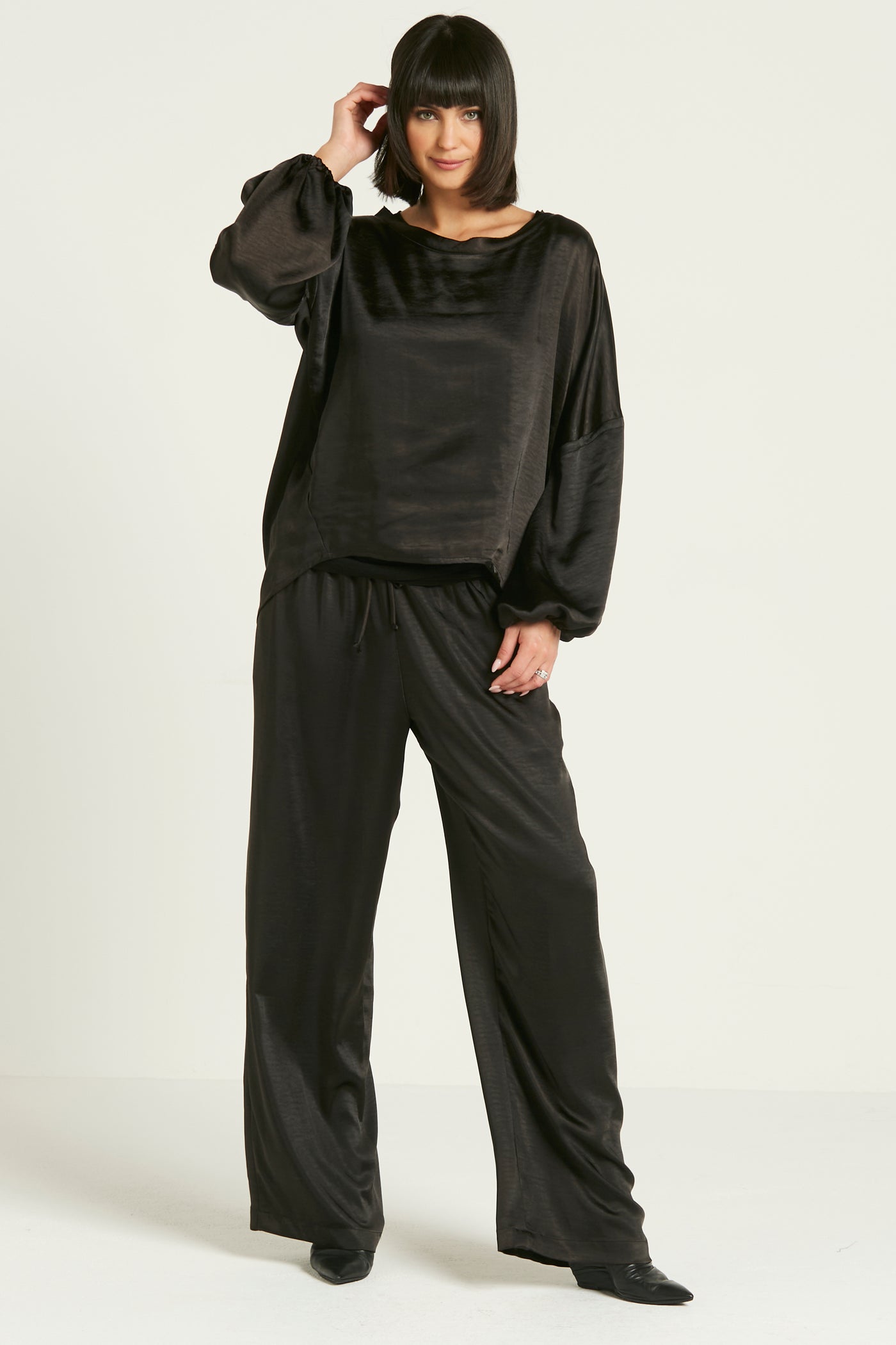 Sateen Billow Sleeve Top