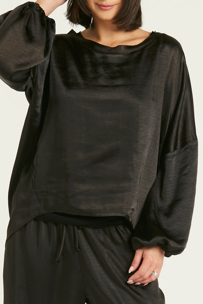 Sateen Billow Sleeve Top