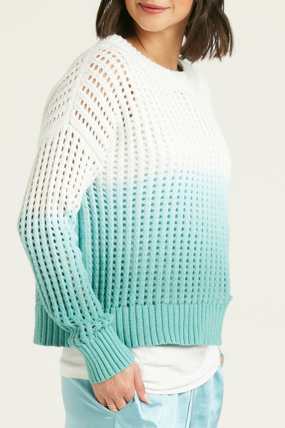 Pima Cotton Dip Dyed Boatneck Sweater
