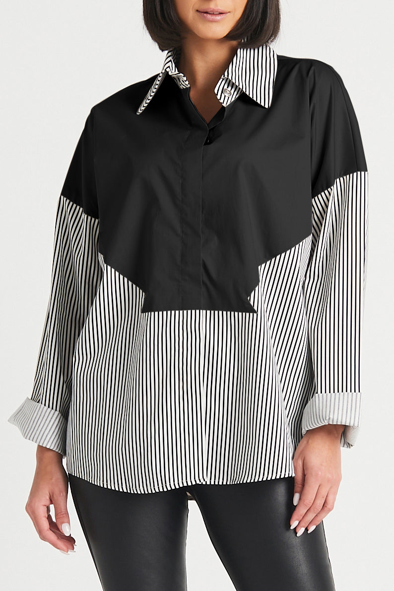 Cotton Stripe Combo Shirt