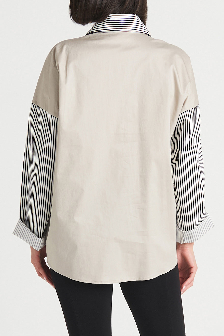 Cotton Stripe Combo Shirt