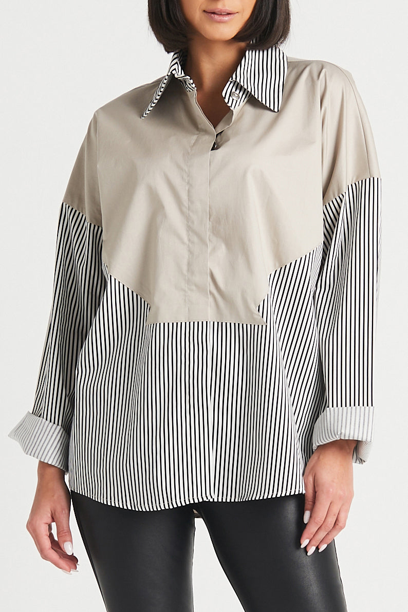 Cotton Stripe Combo Shirt