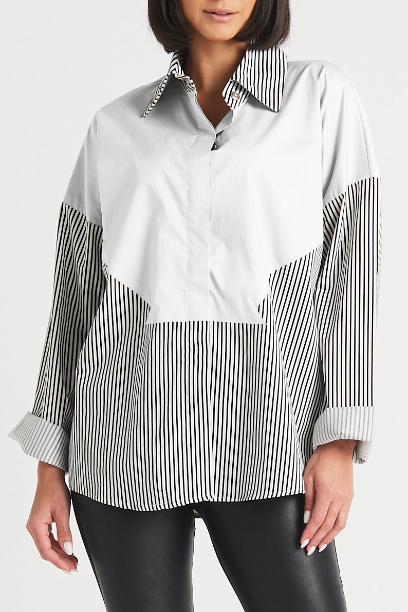 Cotton Stripe Combo Shirt