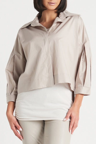 Cotton Pleat Sleeve Shirt