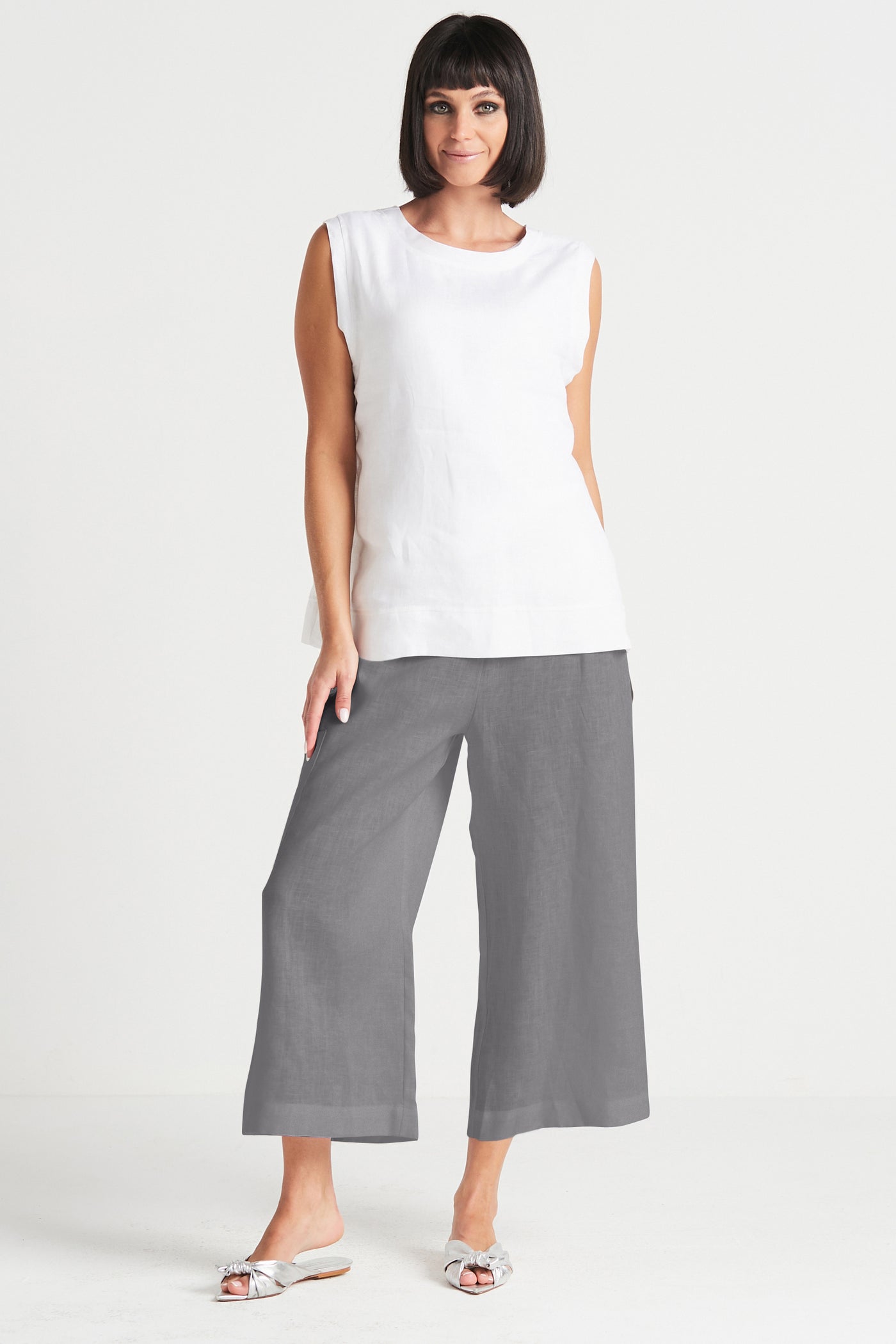 Handkerchief Linen Crop Pant