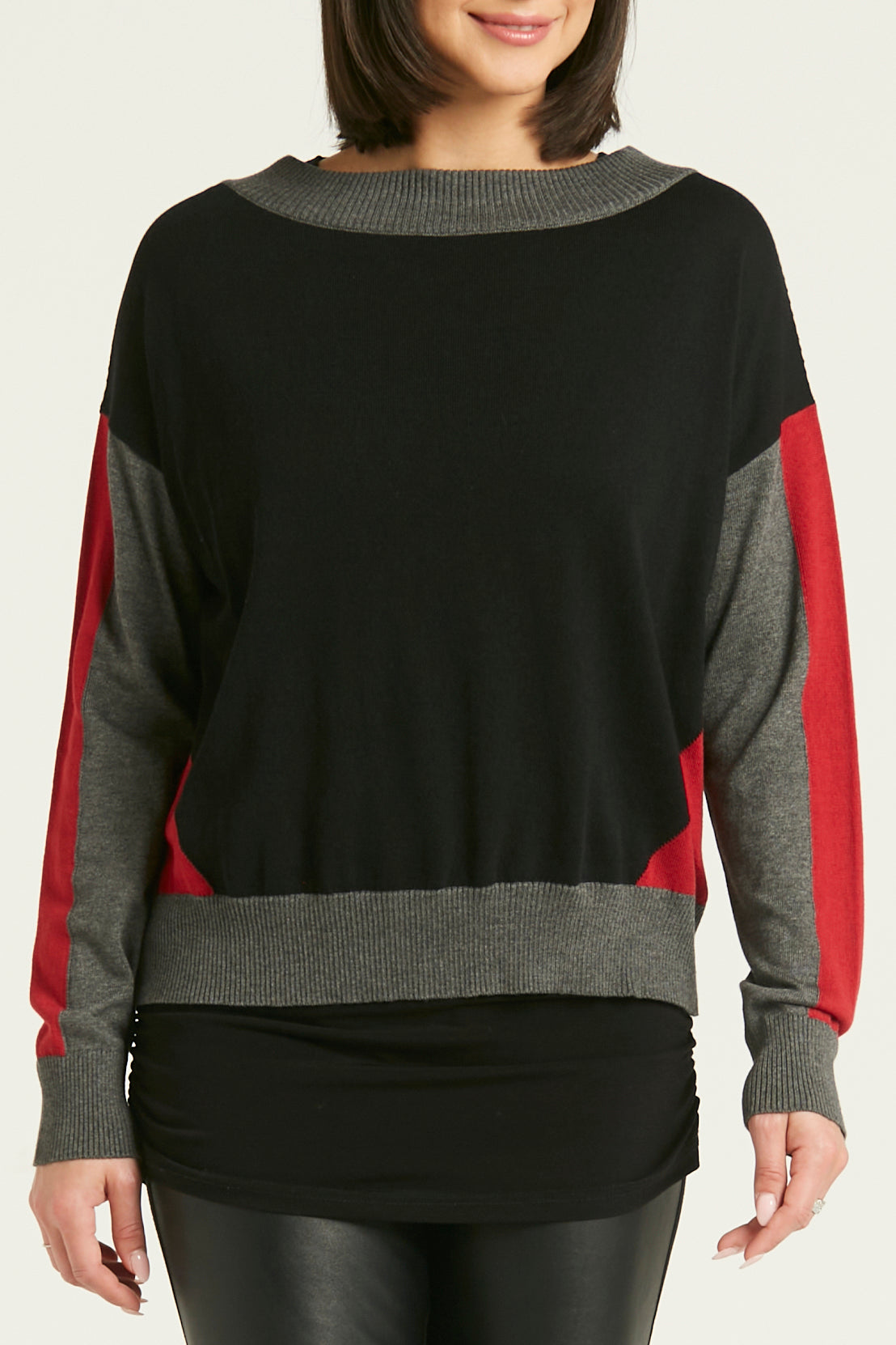 Pima Cotton Color Block Crewneck Sweater