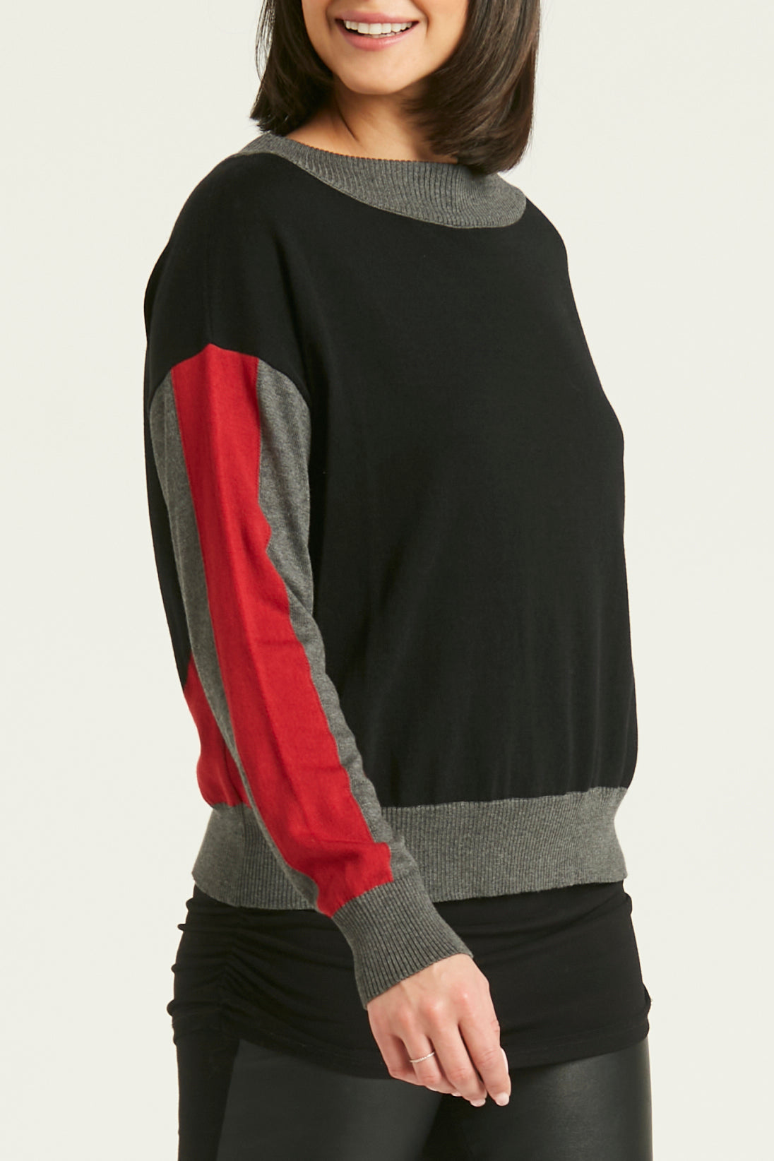 Pima Cotton Color Block Crewneck Sweater