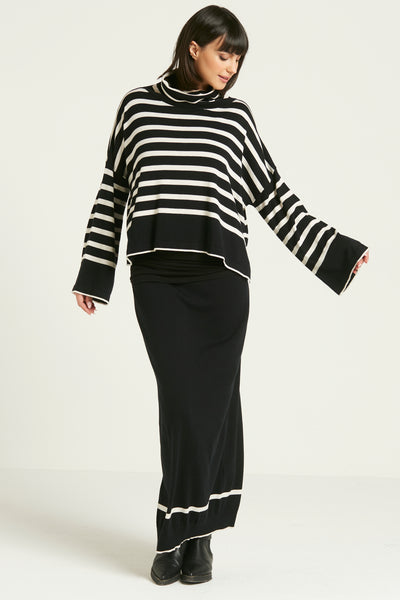 Pima Cotton Mod Stripe Cowl Sweater