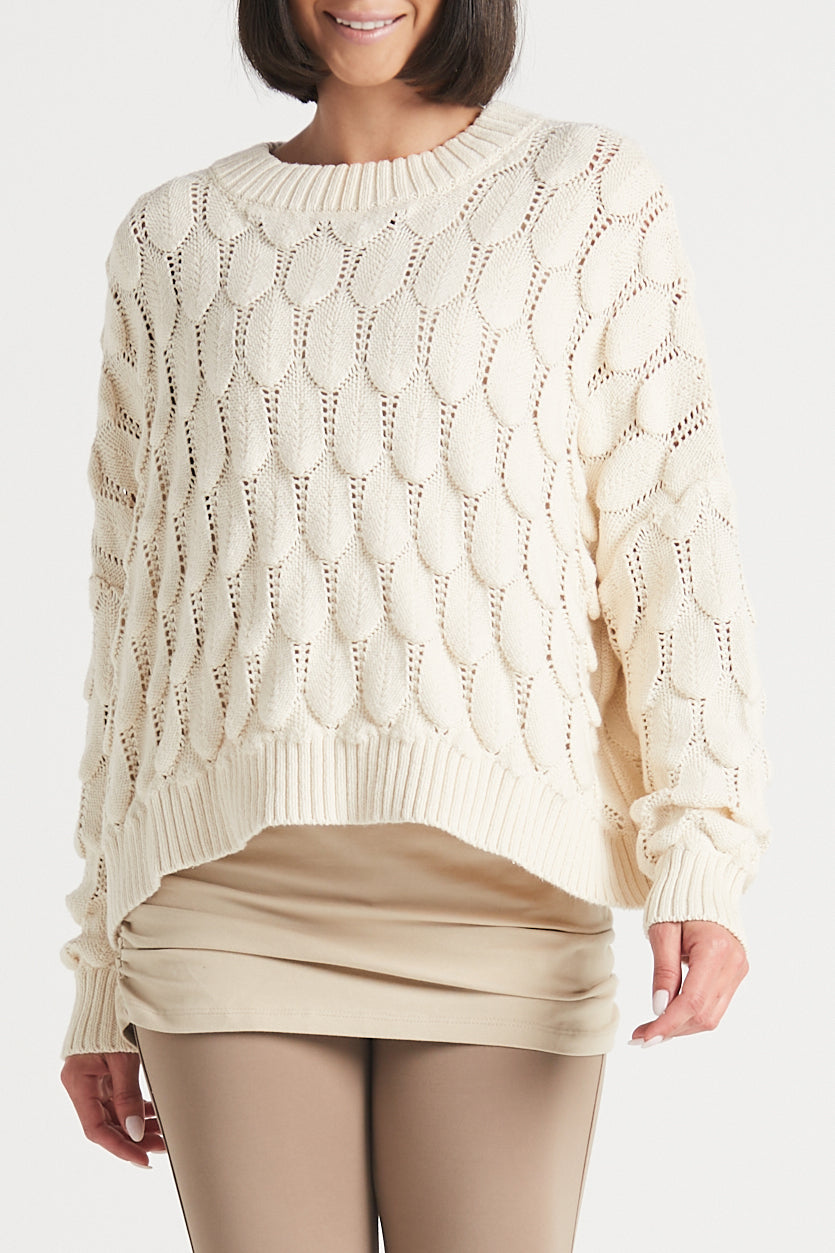 Pima Cotton Scallop Crewneck Sweater