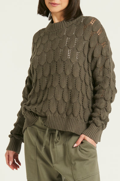 Pima Cotton Scallop Crewneck Sweater