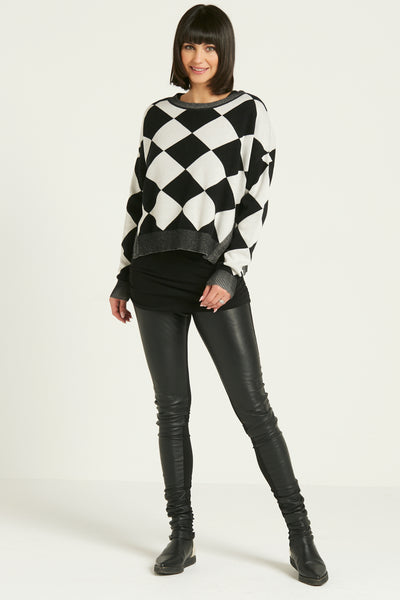 Pima Cotton Harlequin Crewneck Sweater