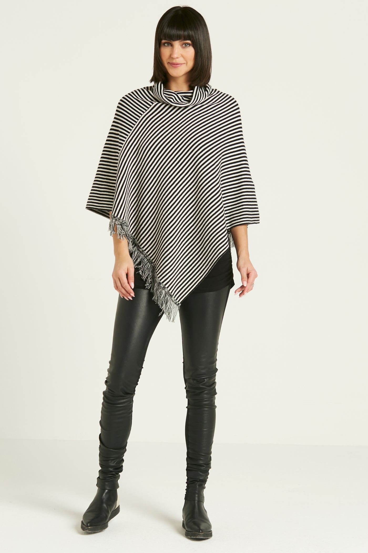 Pima Cotton Striped Poncho