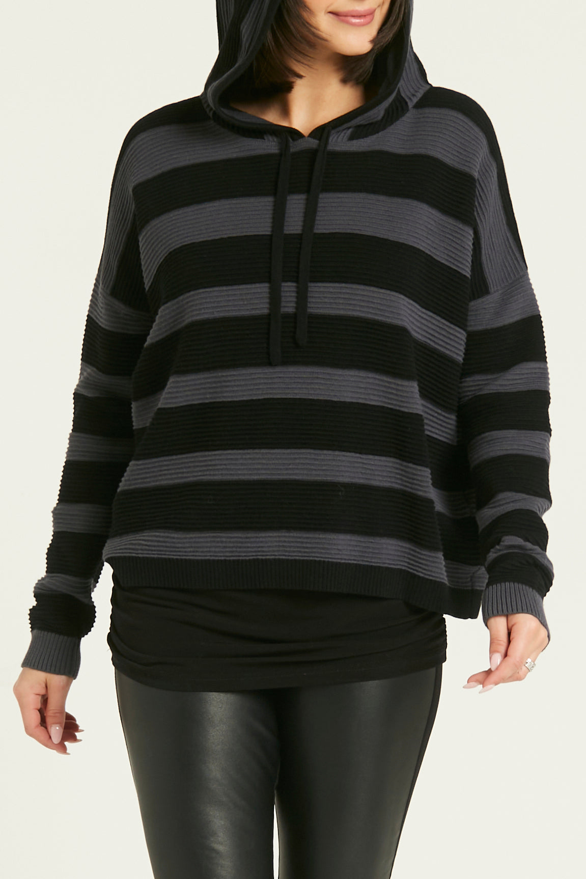 Pima Cotton Rib Stripe Hoodie