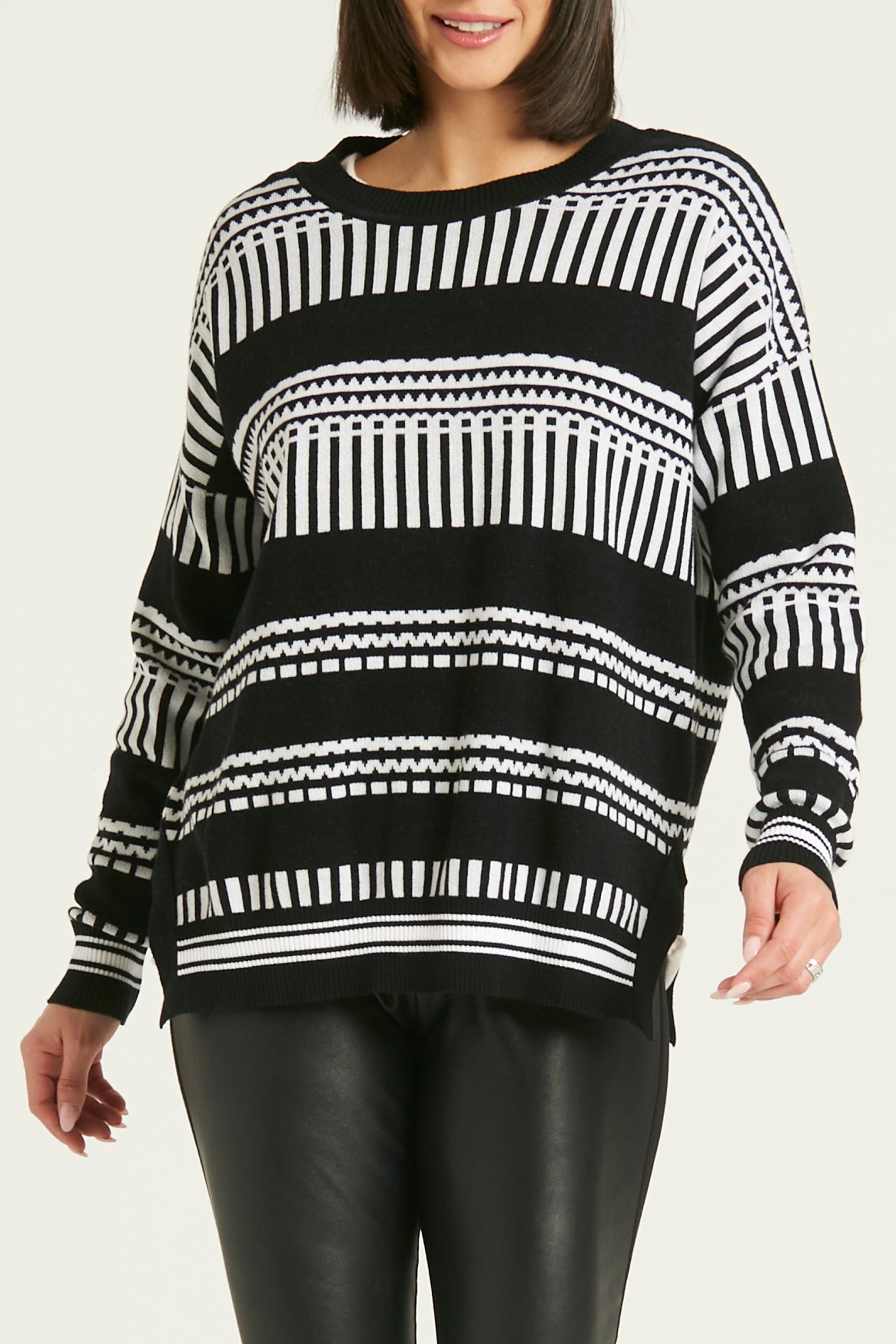 Pima Cotton Coding Crewneck Sweater