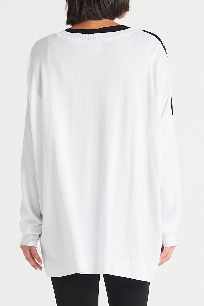 Pima Cotton Long Keyboard Crewneck Sweater