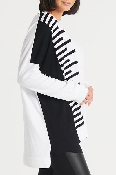 Pima Cotton Long Keyboard Crewneck Sweater