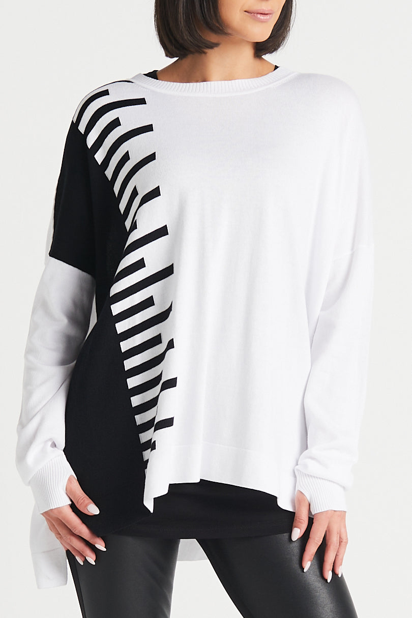 Pima Cotton Long Keyboard Crewneck Sweater
