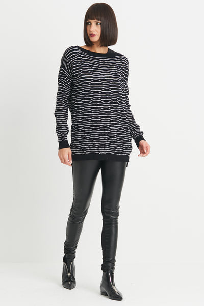 Pima Cotton Optical Illusion Boatneck Sweater