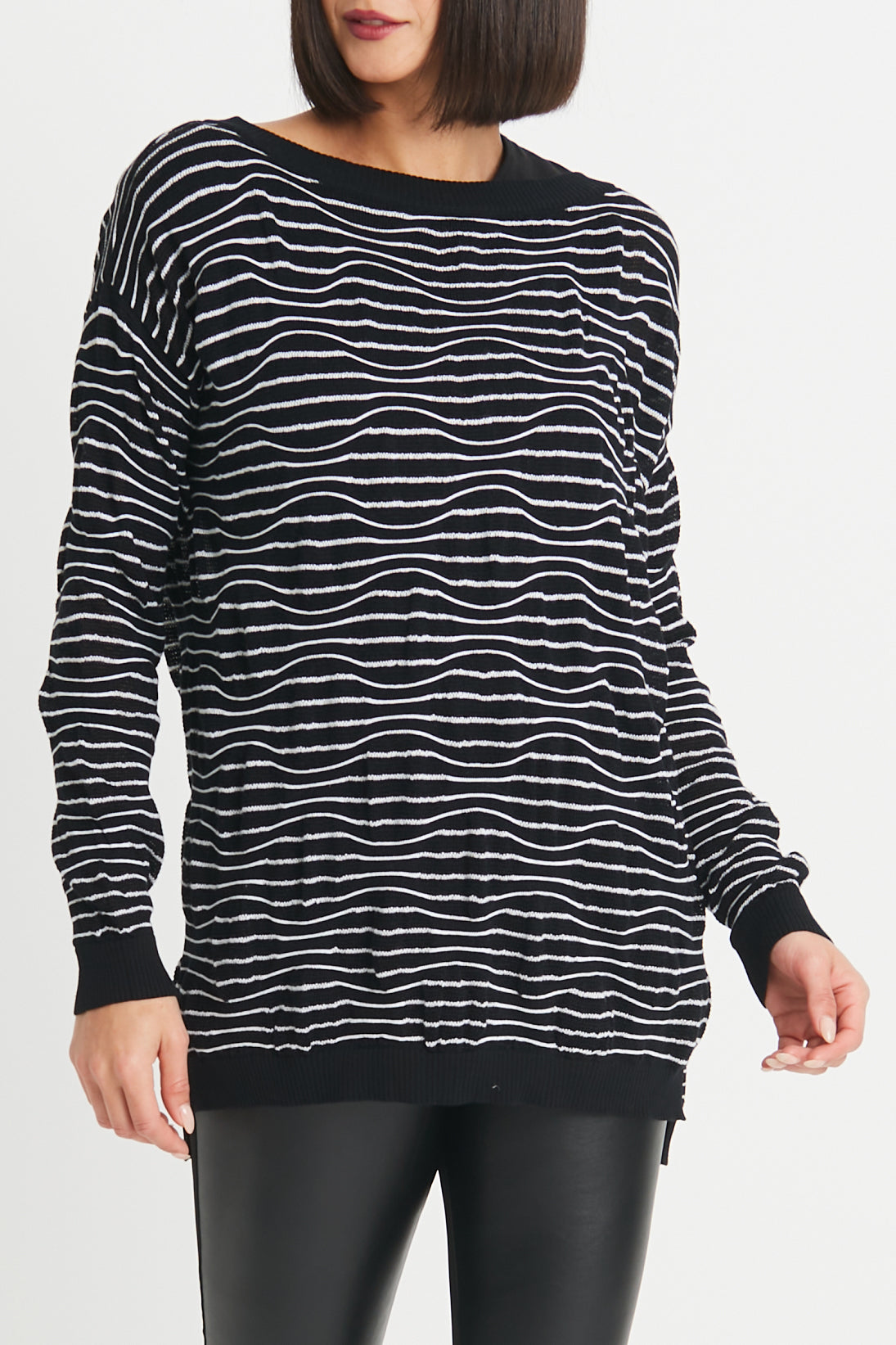 Pima Cotton Optical Illusion Boatneck Sweater