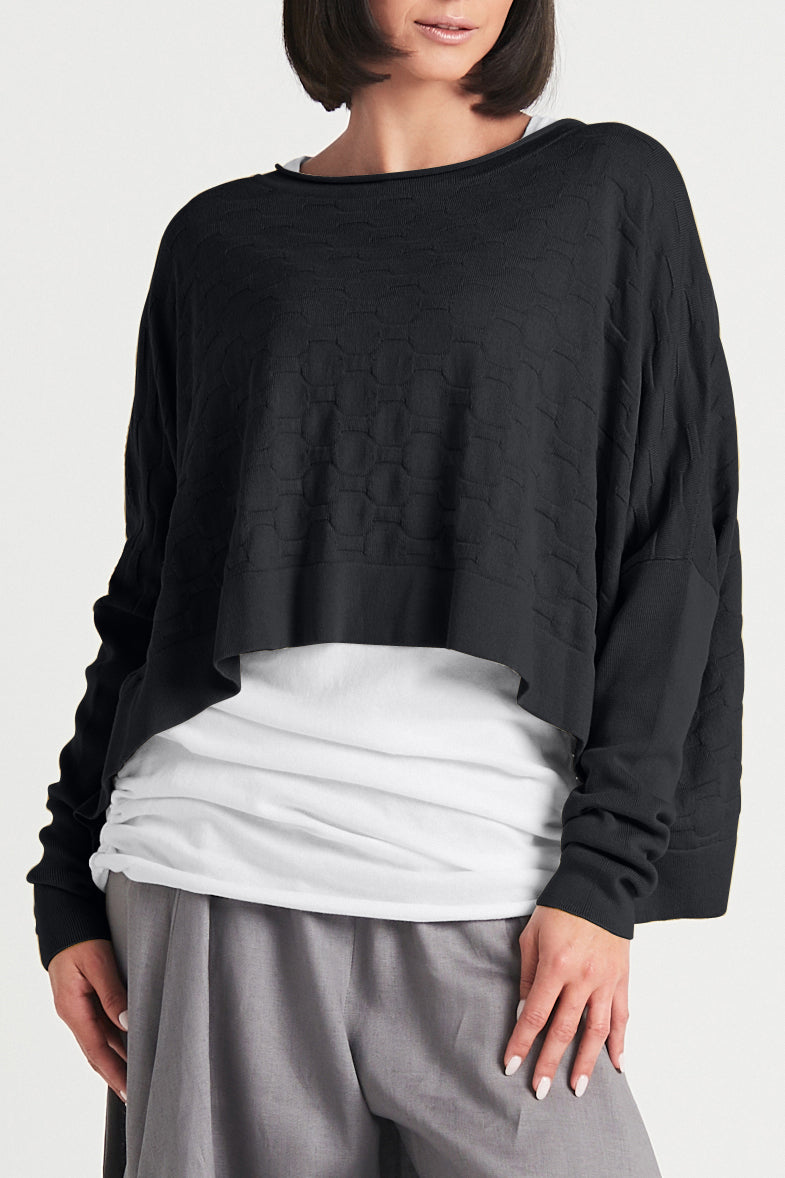 Cotton Honeycomb Crewneck Sweater