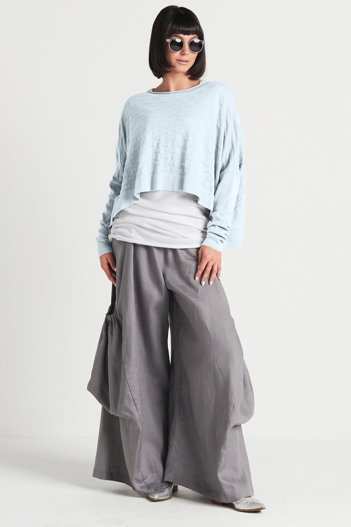 Cotton Honeycomb Crewneck Sweater