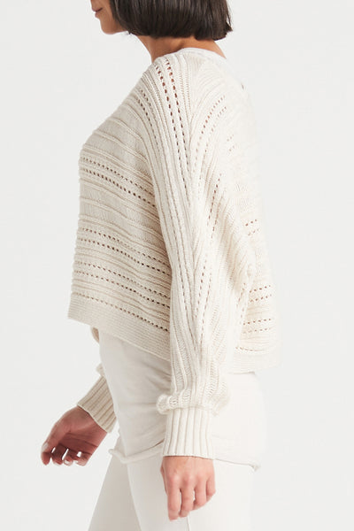 Pima Cotton Mini Crochet Boatneck Sweater