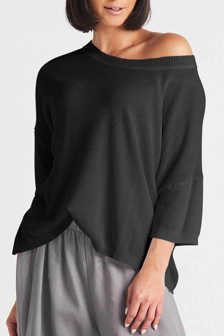 Pima Cotton Knit Tee  Boatneck Sweater
