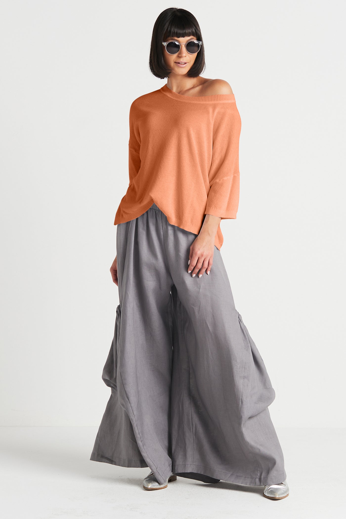 Pima Cotton Knit Tee  Boatneck Sweater