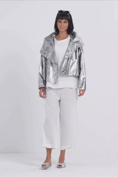 Nylon Cropped Asymmetrical Jacket