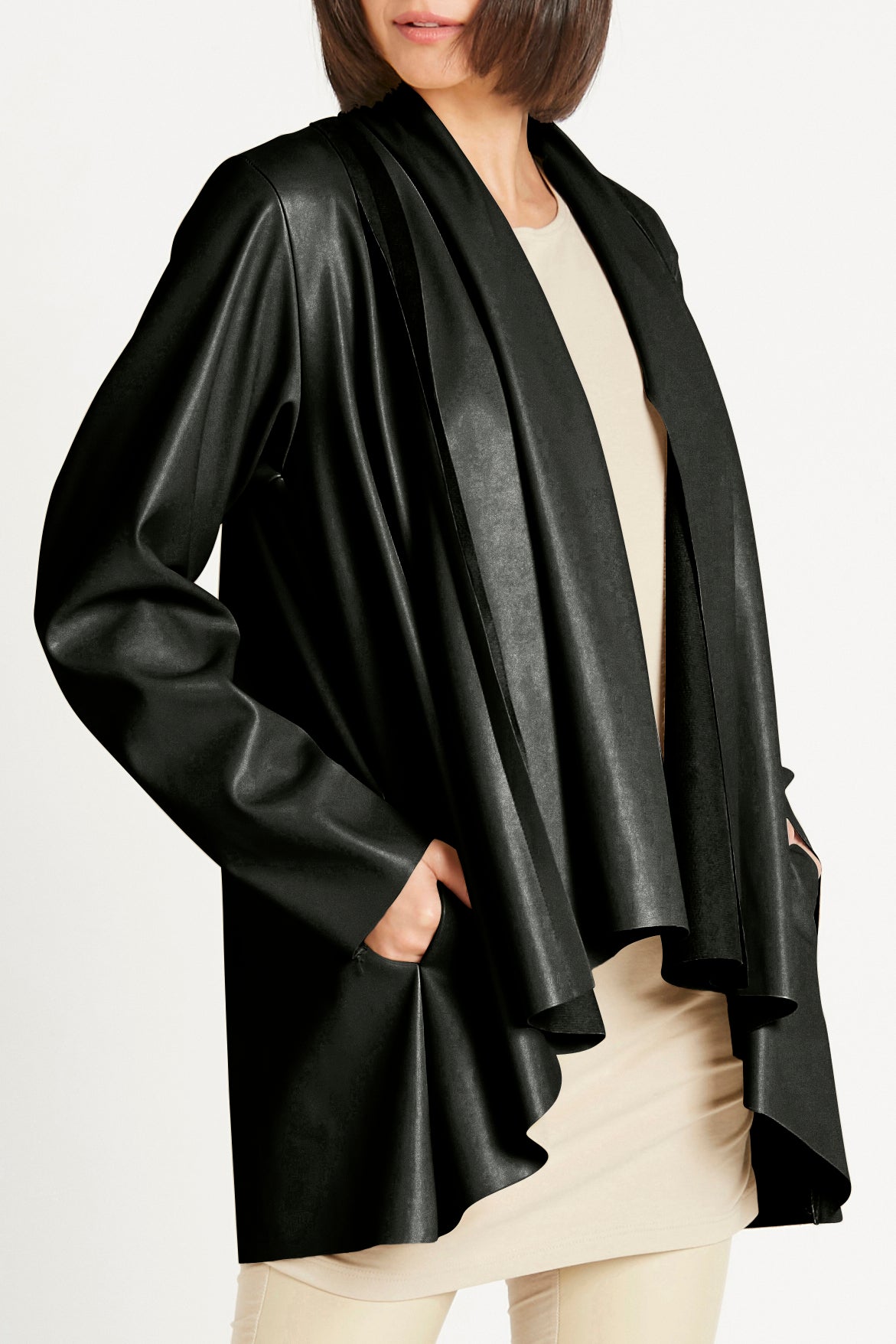 Vegan Leather Kimono Jacket