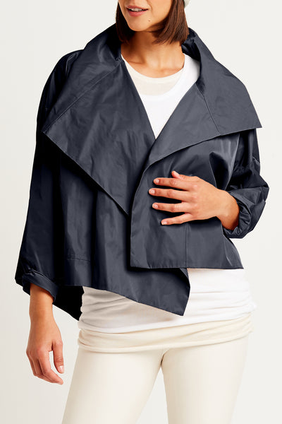 Nylon Cropped Asymmetrical Jacket