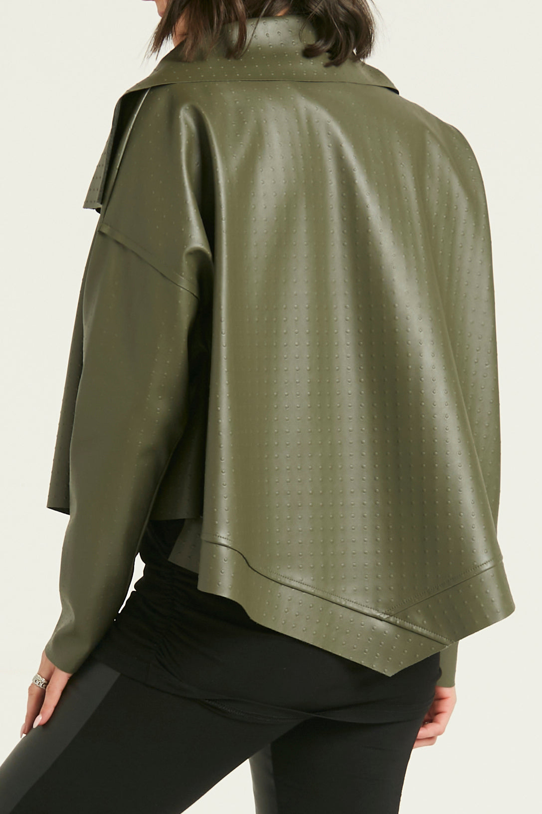 Vegan Leather Cropped Asymmetrical Jacket