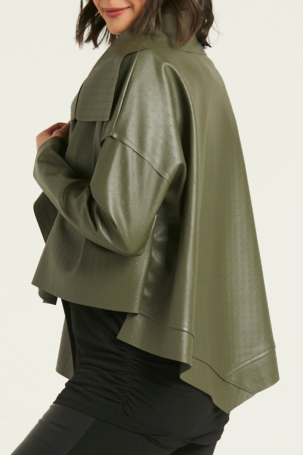 Vegan Leather Cropped Asymmetrical Jacket